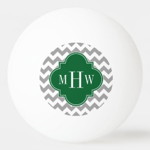Grauweiße Zickzack Smaragdfolie 3 Monogramm Tischtennisball