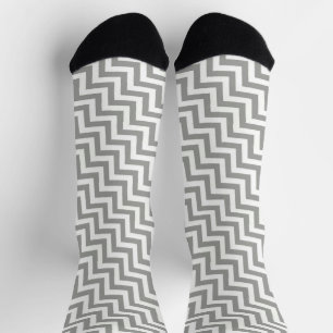 Grauweiße Zickzack Socken