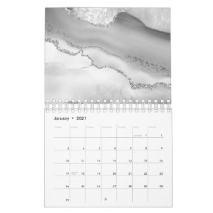 Grauweißer Marmor Achat Einfacher Silber Glitter Kalender