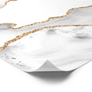 Grauweißer Marmor-Achat verfeinert Golden Glitter Poster