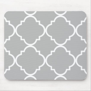 Grauweißes Quatrefolienmuster Mousepad