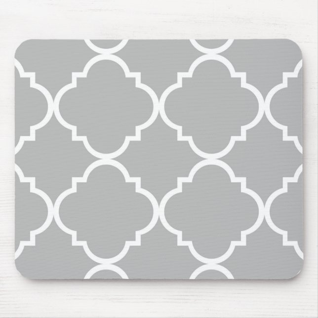 Grauweißes Quatrefolienmuster Mousepad (Vorne)