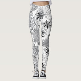 Grauweißes Schneeflockenmuster Leggings Weihnachte