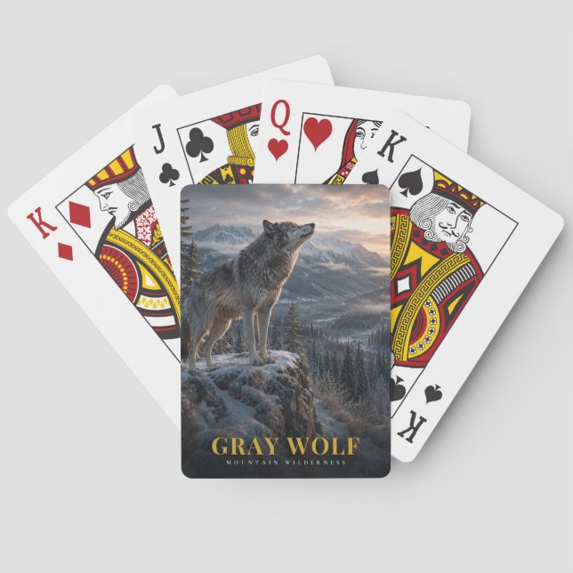 Grauwolf-Berg-Wilderness-Tiere Spielkarten (Rückseite)