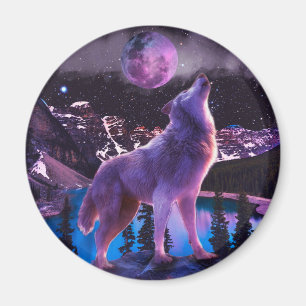 Grauwolf heult im Wald Magnet