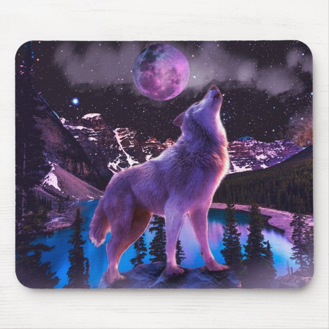 Grauwolf heult im Wald Mousepad (Vorne)