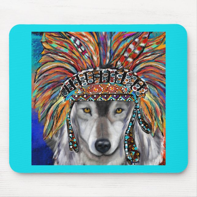 Grauwolf-Kunst Mousepad (Vorne)