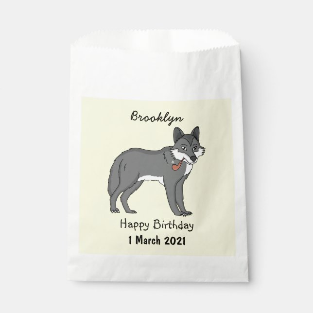 Grauwolf mit Pipe-Cartoon-Abbildung Geschenktütchen (Vorderseite)