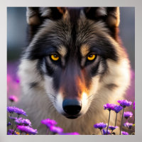 Grauwolf-Stare - rosa und violette Blumen