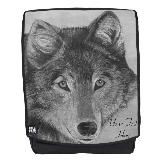 Grauwolf-Wildportrait Malwölfe Rucksack (Vorderseite)