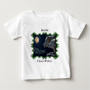 Grauwölfe, die in den Vollmond schauen Baby T-shirt