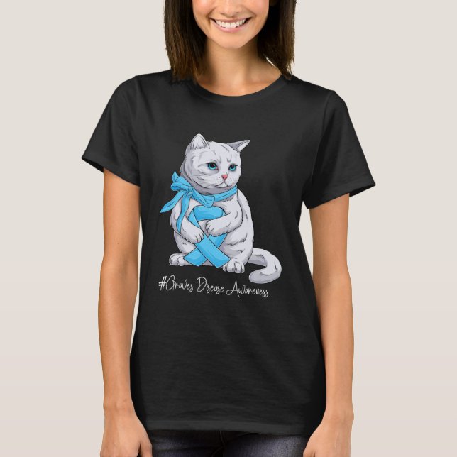 Graves Disease Awareness Month Light Blue Ribbon C T-Shirt (Vorderseite)