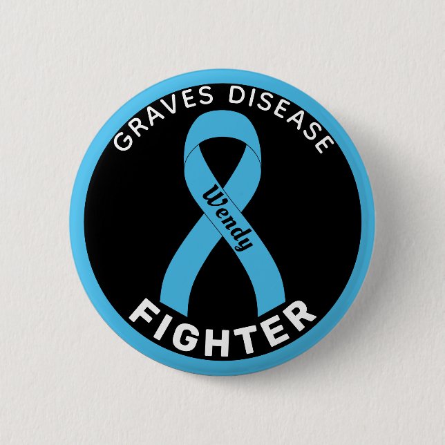 Graves Disease Fighter Ribbon Black Button (Vorderseite)