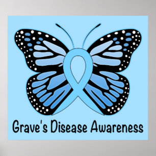 Graves Disease mit Butterfly Awareness Ribbon Poster