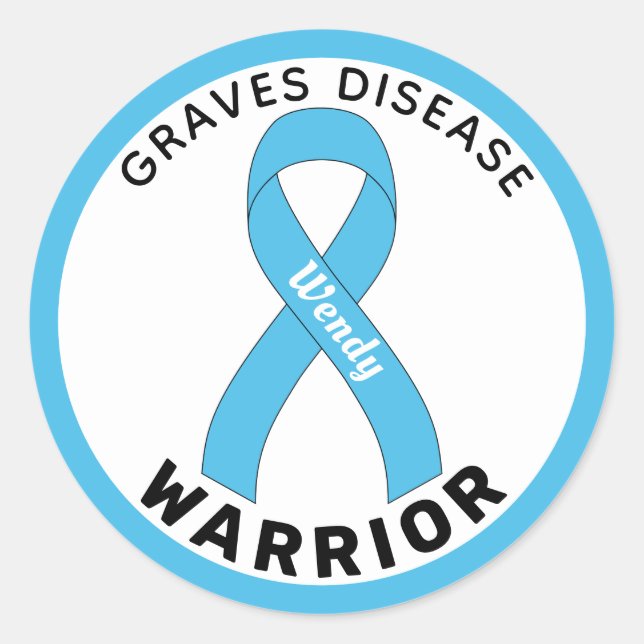 Graves Disease Warrior Ribbon White Round Sticker (Vorderseite)