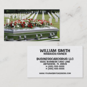 Graveside Service Silver Casket Visitenkarte
