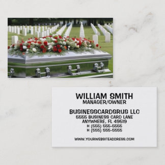 Graveside Service Silver Casket Visitenkarte