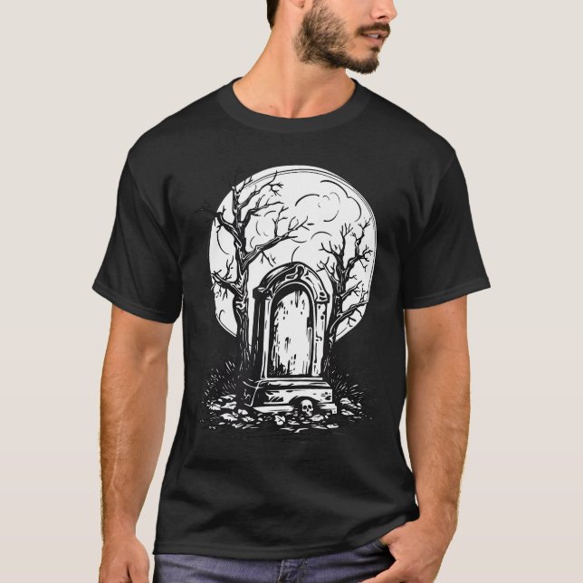 Gravestones Halloween Beängstigender Friedhofstric T-Shirt (Vorderseite)