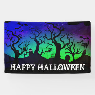 Graveyard Black, Blue und Green Halloween Banner