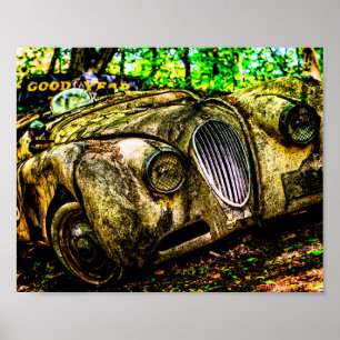 Graveyard Classic Car   Jaguar XK Poster
