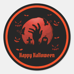 Graveyard Moon Halloween Runder Aufkleber