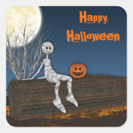 Graveyard Mummy, Halloween Quadratischer Aufkleber