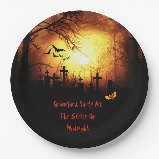 Graveyard-Party Halloween Pappteller (Vorderseite)