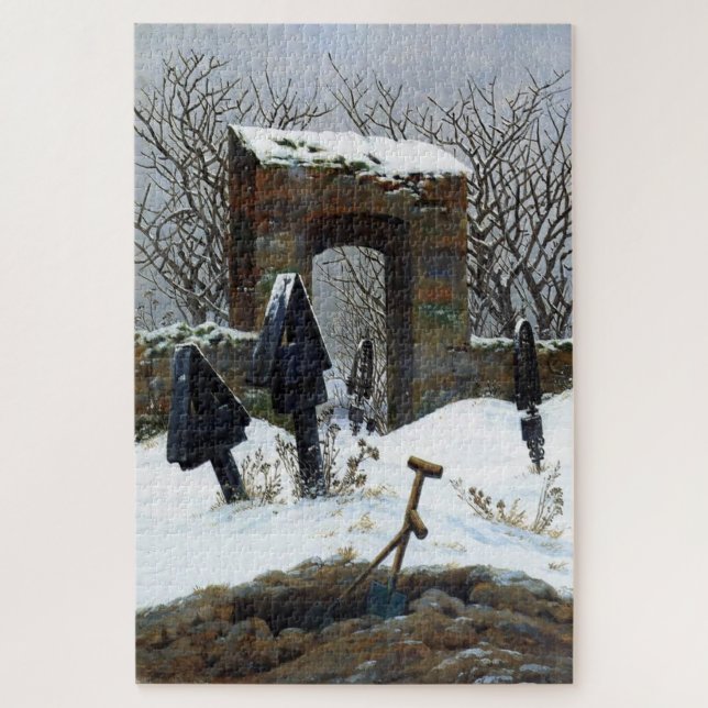 Graveyard Under Snow - Caspar David Friedrich Puzzle (Vertikal)