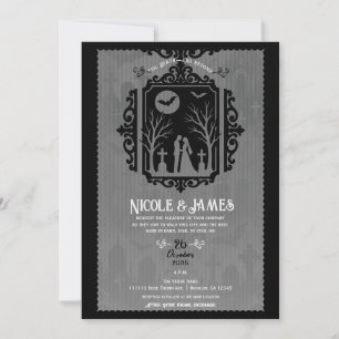Graveyard Vows Black & Gray Gothic Wedding Einladung