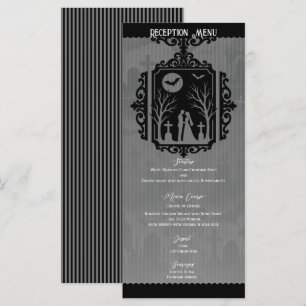 Graveyard Vows Black & Gray Gothic Wedding Menu Menükarte