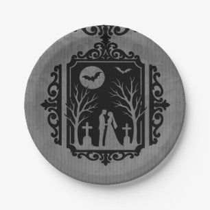 Graveyard Vows Black & Gray Gothic Wedding Pappteller