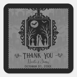Graveyard Vows Black & Gray Gothic Wedding Quadratischer Aufkleber