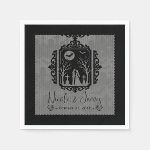 Graveyard Vows Black & Gray Gothic Wedding Serviette