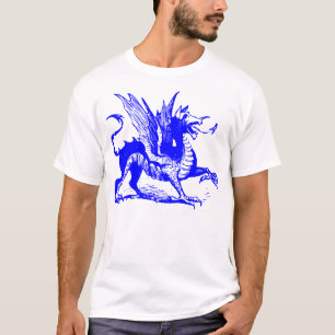 Gravieren von Drachen - Blau T-Shirt