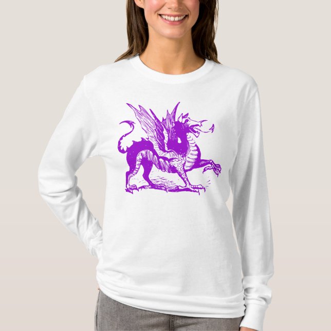Gravieren von Drachen - Lila T-Shirt (Vorderseite)
