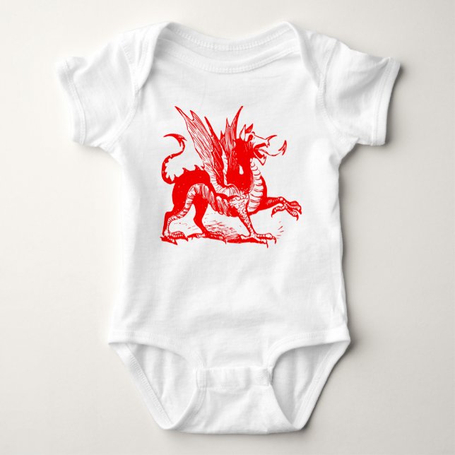 Gravieren von Drachen - Rot Baby Strampler (Vorderseite)
