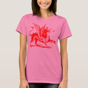 Gravieren von Drachen - Rot T-Shirt