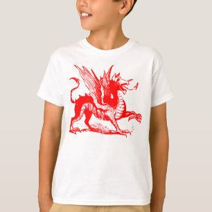 Gravieren von Drachen - Rot T-Shirt