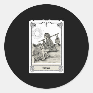 Gravieren von Tarot - Der Narr O Runder Aufkleber