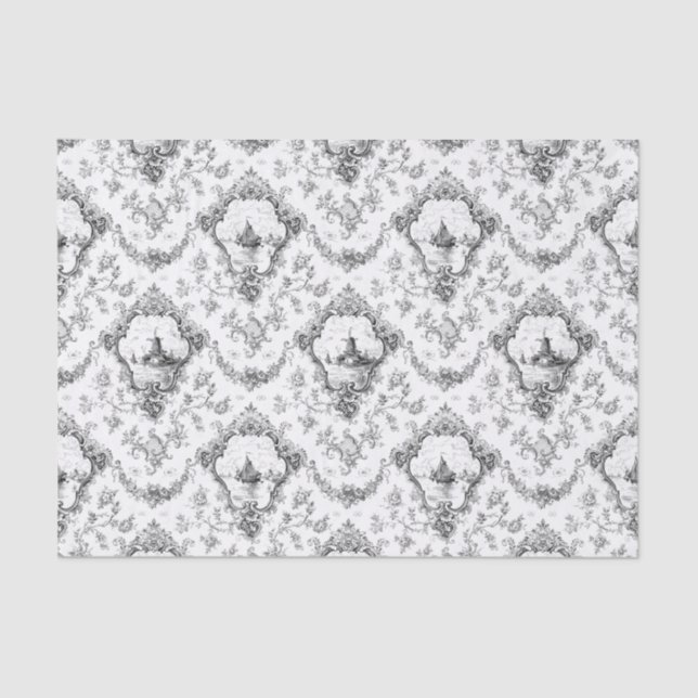 Gravierseil mit Windmühle und Boote-grau Seidenpapier (Vorderseite)