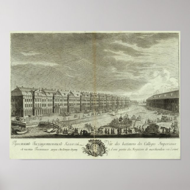 Gravierte Aussicht auf Sankt Petersburg 2 Poster (Vorne)