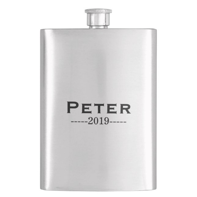 Gravierte Trauzeugen Silver Flask Flachmann (Vorderseite)