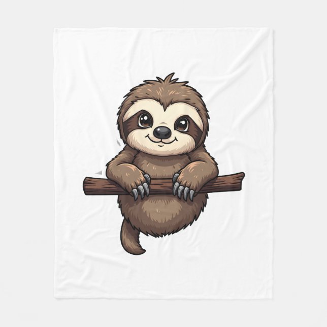Graviertes Faultier-T-Shirt Vintage-Tierkunst (2) Fleecedecke (Vorderseite)