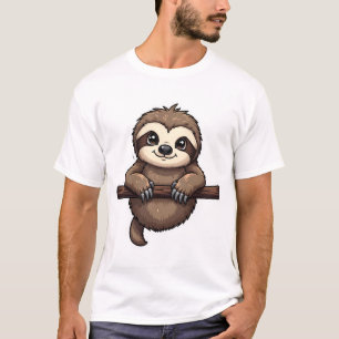 Graviertes Faultier-T-Shirt Vintage-Tierkunst (2) T-Shirt
