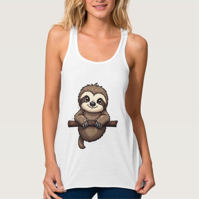 Graviertes Faultier-T-Shirt Vintage-Tierkunst (2) Tank Top (Vorderseite)