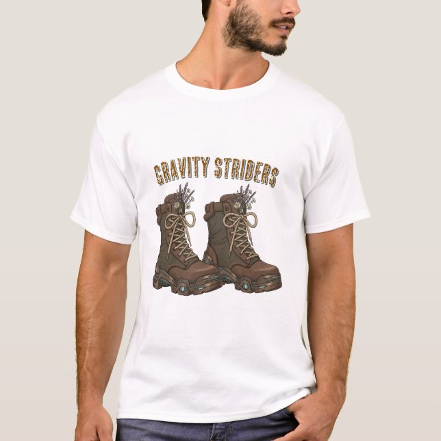 Gravity Striders hiking boots design T-Shirt | out (Vorderseite)