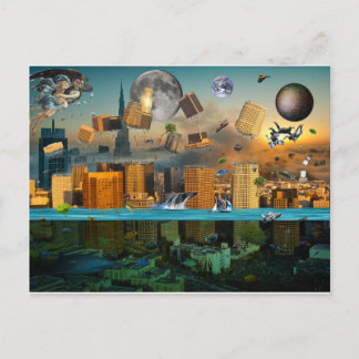 Gravity Verwirrung City unter Belagerung Postkarte