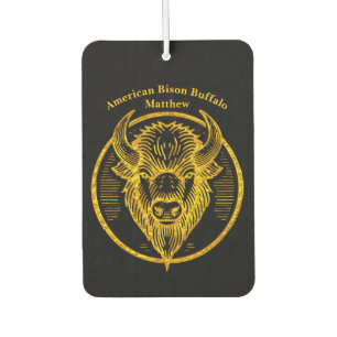 Gravur Bison Buffalo Head in Circle Design Autolufterfrischer
