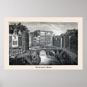Gravur, der alte Kanal (Oudegracht), Utrecht Poster