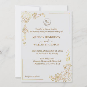 Gravur der Goldenen Blumenhochzeit Einladung